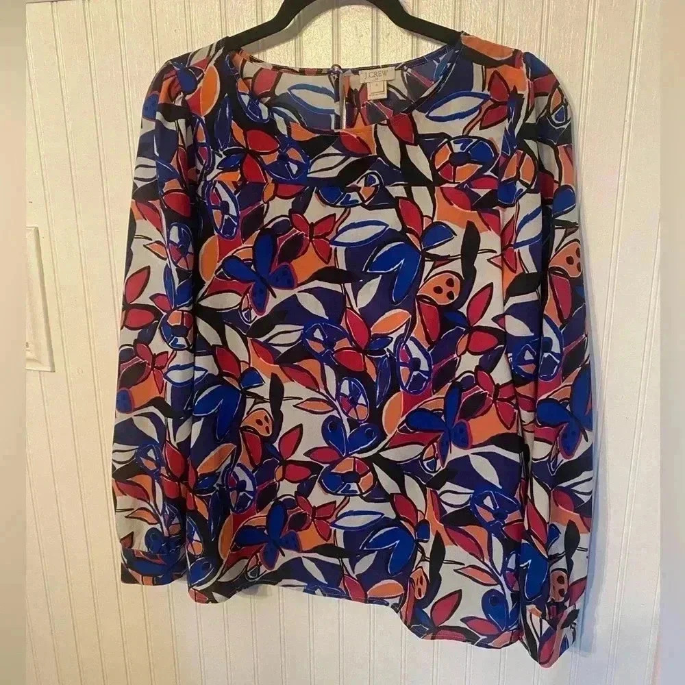 J. Crew butterfly abstract pattern blouse
